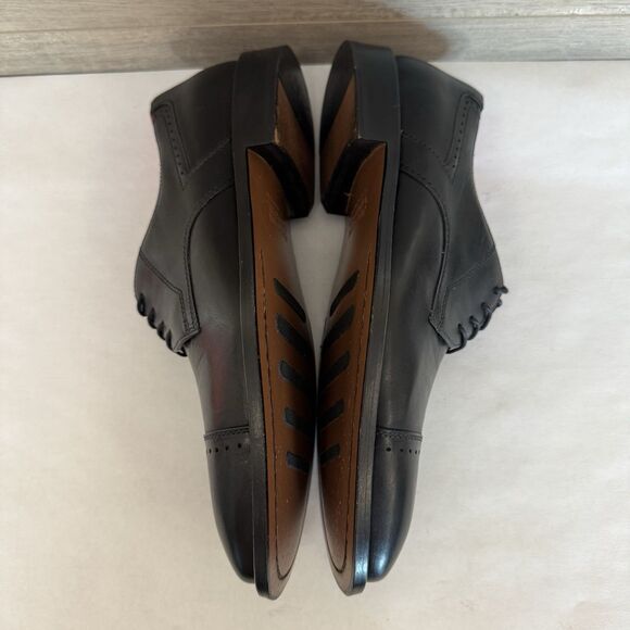 Johnston & Murphy Black Leather Cap Toe Oxford Dress Shoes Men 8M Career Work - Picture 3 of 13